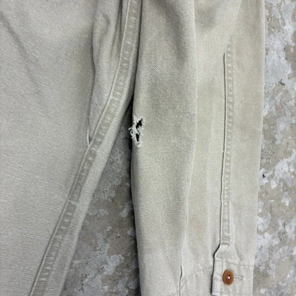 LL Bean Mens Field Jacket Mens Large Beige Collar Barn Chore Unlined - Picture 12 of 14